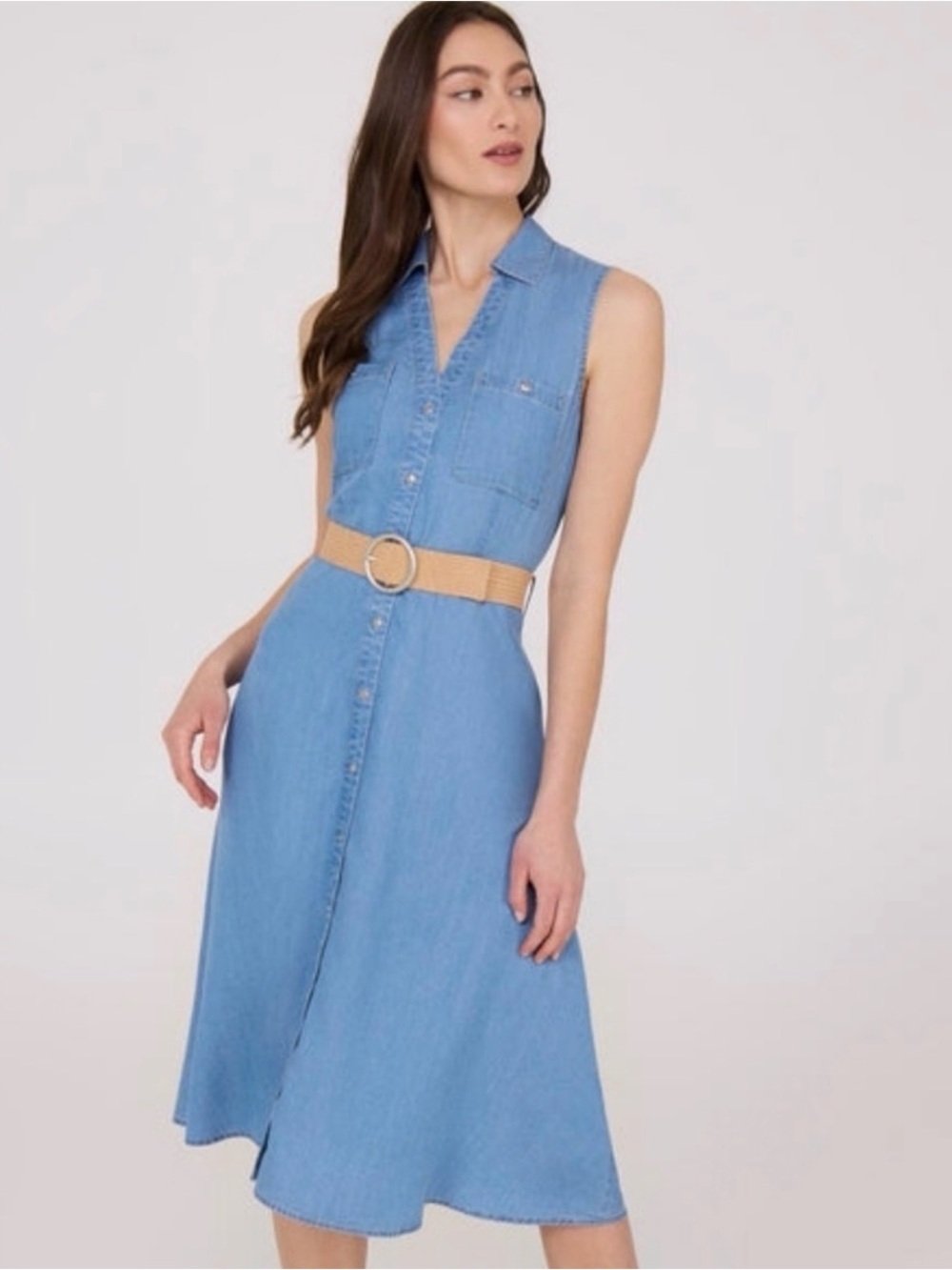 Suzy Shier Denim Midi Dress Blue Size 2XL New